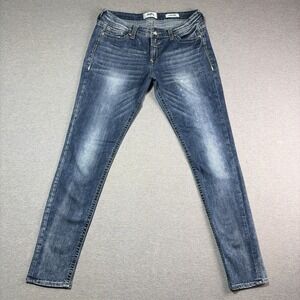 Daytrip‎ Scorpio Skinny Jeans Size 32L Medium Wash Whiskers Stretch actual 34x33